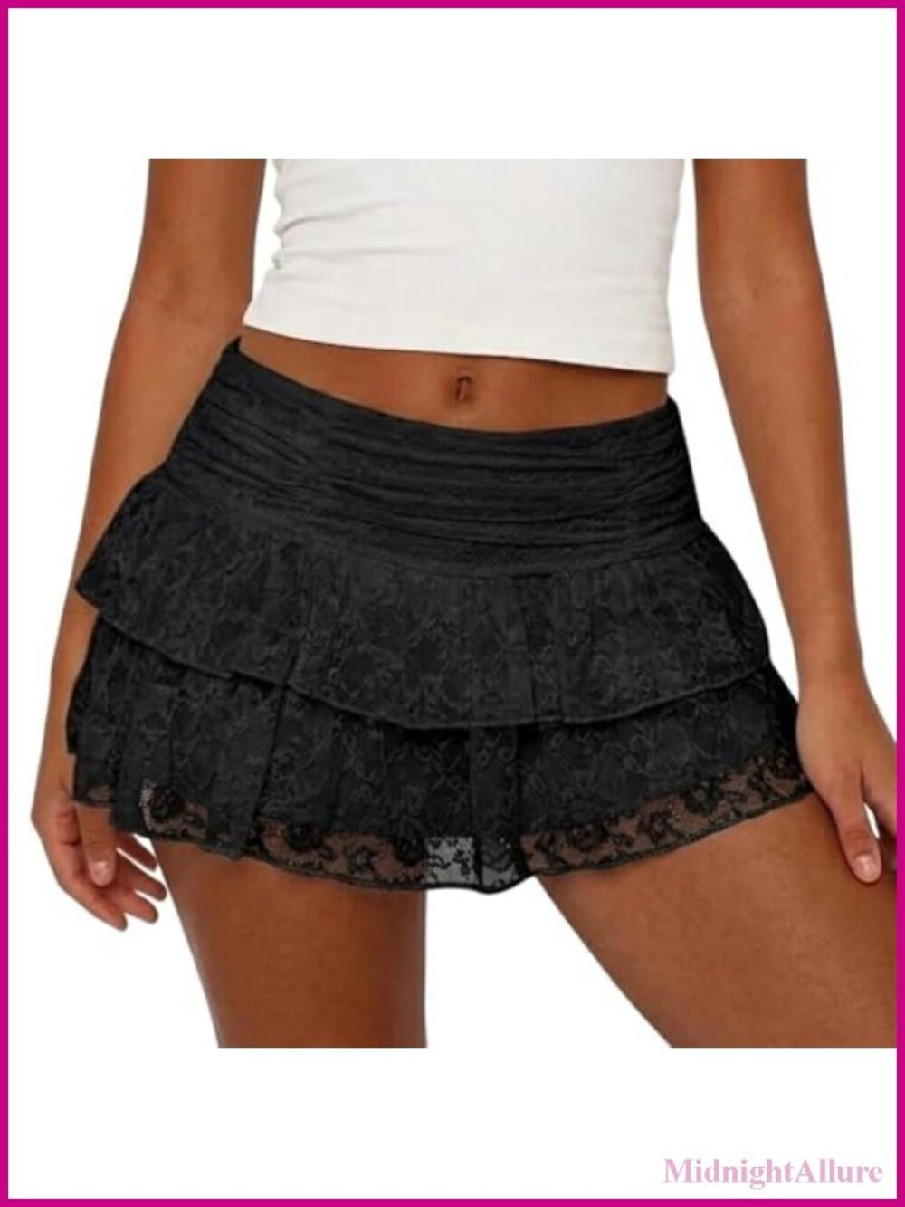 Women Lace Mini Skort with Built-in Shorts High Rise Y2K Ruffle Skirt